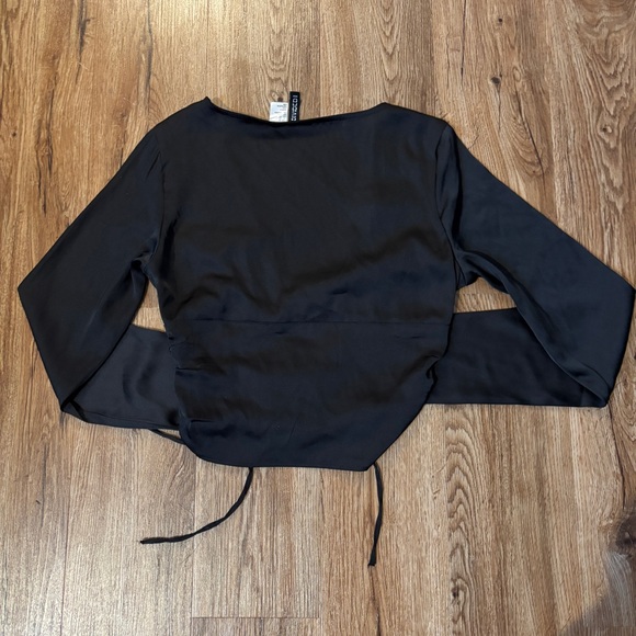 Black Ruched Silk Top - Picture 2 of 6